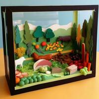 Create an imaginative diorama showcasing a healthy photo