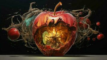 Exploded apple by Nychos high quality photo