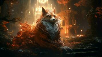 Fox anthropomorphism wizard chinese ink style photo