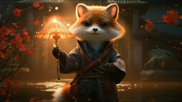 Fox anthropomorphism wizard chinese ink style photo