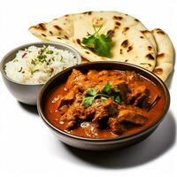 INDIAN FOOD Pork curry rogan josh with rice photo