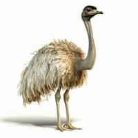 Ostrich with white background high quality ultra hd photo