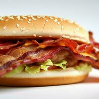 Photo Macro of hamburger crispy bacon magnificent