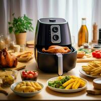 Realistic photo of air fryer on a table