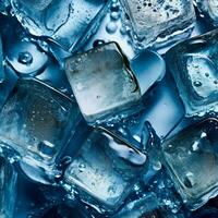 The background of fresh ice cubes is adorned photo