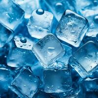 The background of fresh ice cubes is adorned photo