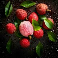 The fresh lychee background is adorned with sparkling photo