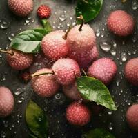 The fresh lychee background is adorned with sparkling photo