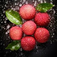 The fresh lychee background is adorned with sparkling photo