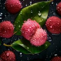 The fresh lychee background is adorned with sparkling photo