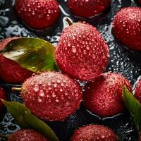 The fresh lychee background is adorned with sparkling photo