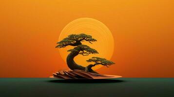 Tree on solid color background zen Enso behance photo