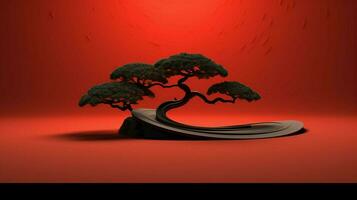 Tree on solid color background zen Enso behance photo