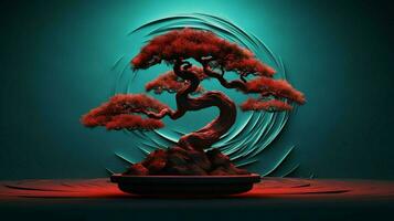 Tree on solid color background zen Enso behance photo