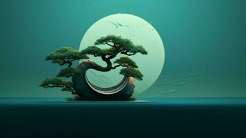 Tree on solid color background zen Enso behance photo