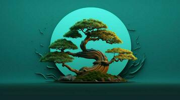 Tree on solid color background zen Enso behance photo