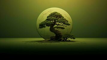 Tree on solid color background zen Enso behance photo