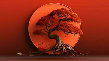 Tree on solid color background zen Enso behance photo