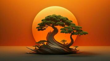 Tree on solid color background zen Enso behance photo