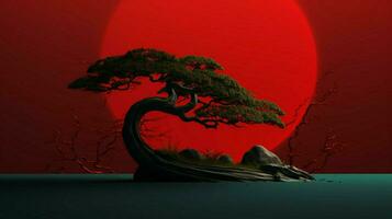 Tree on solid color background zen Enso behance photo