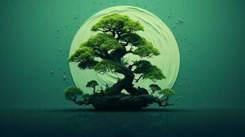 Tree on solid color background zen Enso behance photo