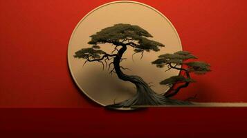 Tree on solid color background zen Enso behance photo