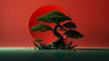 Tree on solid color background zen Enso behance photo