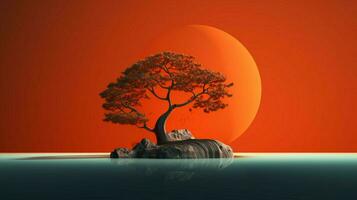 Tree on solid color background zen Enso behance photo