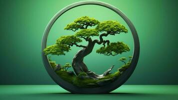 Tree on solid color background zen Enso behance photo