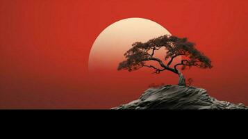 Tree on solid color background zen Enso behance photo