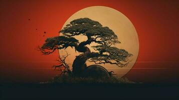 Tree on solid color background zen Enso behance photo