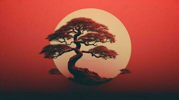 Tree on solid color background zen Enso behance photo