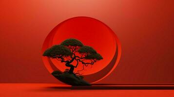 Tree on solid color background zen Enso behance photo