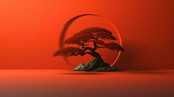 Tree on solid color background zen Enso behance photo