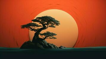 Tree on solid color background zen Enso behance photo