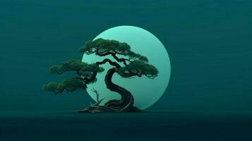 Tree on solid color background zen Enso behance photo