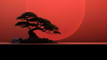 Tree on solid color background zen Enso behance photo