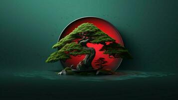 Tree on solid color background zen Enso behance photo