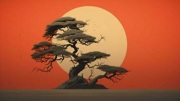 Tree on solid color background zen Enso behance photo