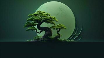 Tree on solid color background zen Enso behance photo