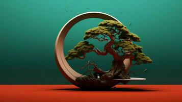 Tree on solid color background zen Enso behance photo