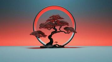 Tree on solid color background zen Enso behance photo