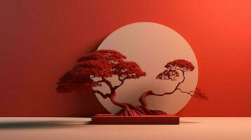 Tree on solid color background zen Enso behance photo