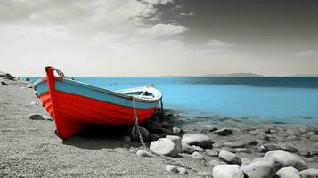 blanco y negro marina con un de colores barco mini foto