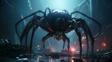 zoomorfismo de araña increíble cyberpunk tema foto