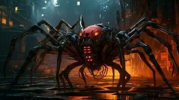 Zoomorphism of spider amazing cyberpunk theme photo