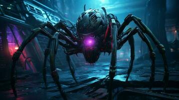 Zoomorphism of spider amazing cyberpunk theme photo