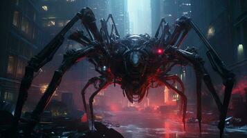 zoomorfismo de araña increíble cyberpunk tema foto