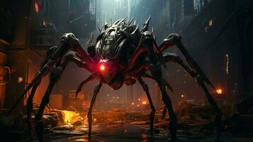 Zoomorphism of spider amazing cyberpunk theme photo