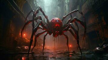 Zoomorphism of spider amazing cyberpunk theme photo